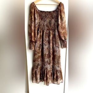 Betsey Johnson Cottagecore Smocked Midi
Dress Long-Sleeve - Large